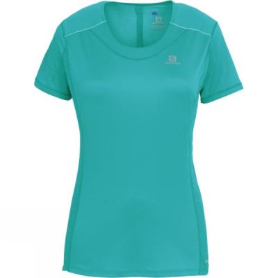 Tee Salomon Agile Manga Corta Mujer - Turquesa - Chile LRM398574